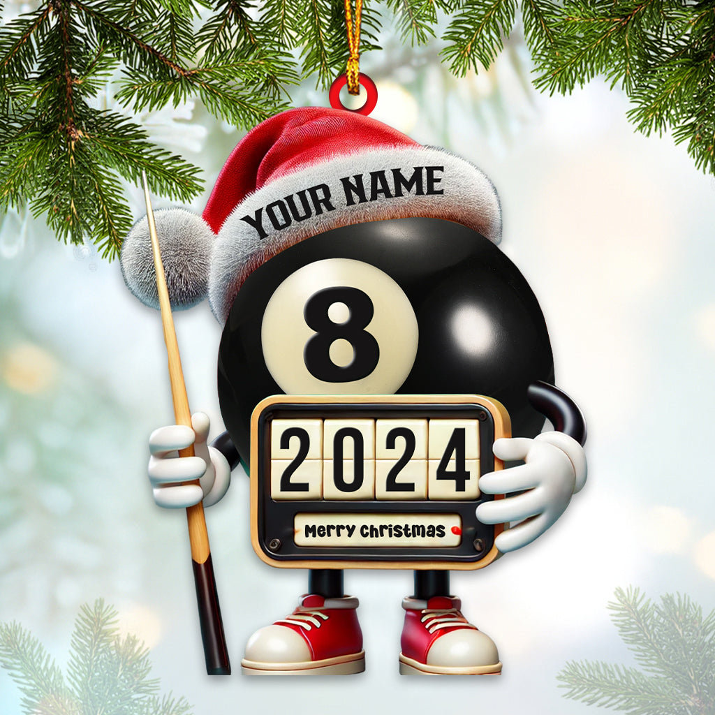 Blisscorners Custom Name and Year Billiard Ornament, Billiard Lover Christmas Gift2D Flat LM2211