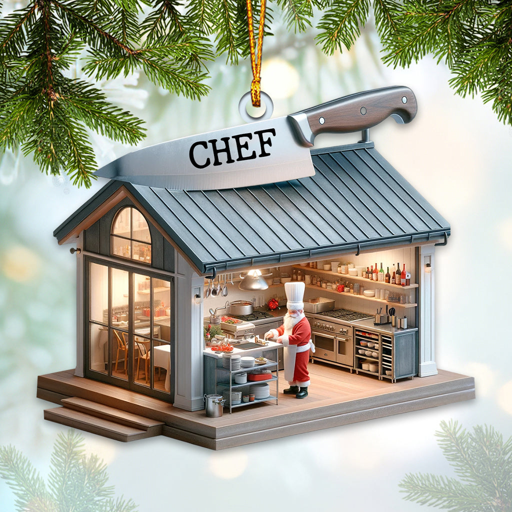Blisscorners Custom Name Chef Ornament, Santa Chef Gift for Cooking Lover2D Flat LM2211