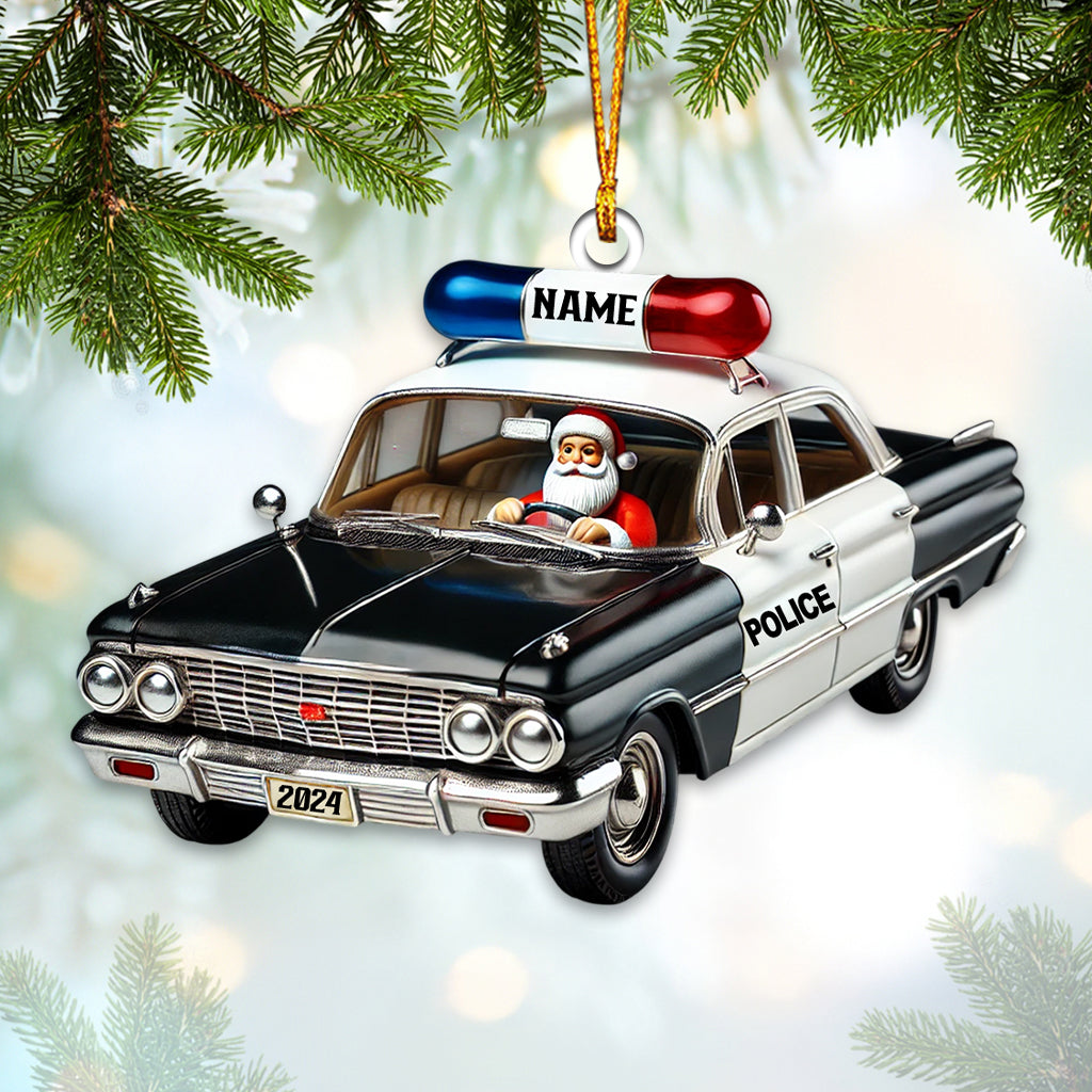 Blisscorners Santa Driver Police Car Christmas Ornament, Personalized Ornament2D Flat LM2211