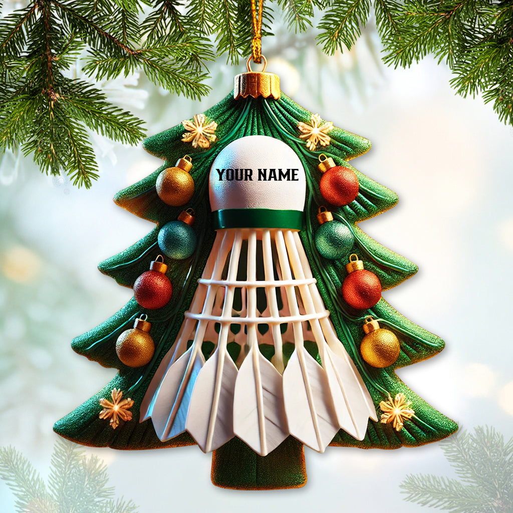 Blisscorners Custom Name Ornament, Badminton Christmas Tree2D Flat LM2211