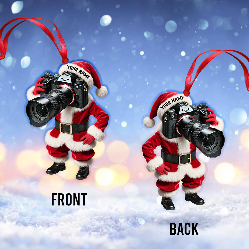 Blisscorners Custom Name Photographer Santa Ornament, Photographer Christmas Gift Decoration162D Flat LM2111