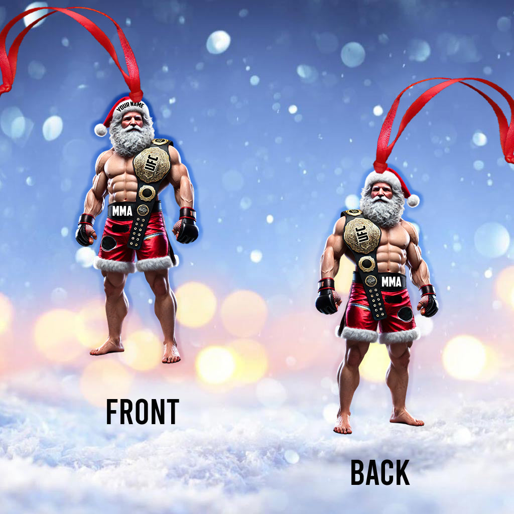 Blisscorners Custom Name UFC MMA Santa Ornament, Martial Arts Fight Lover Christmas Gift2D Flat LM2211