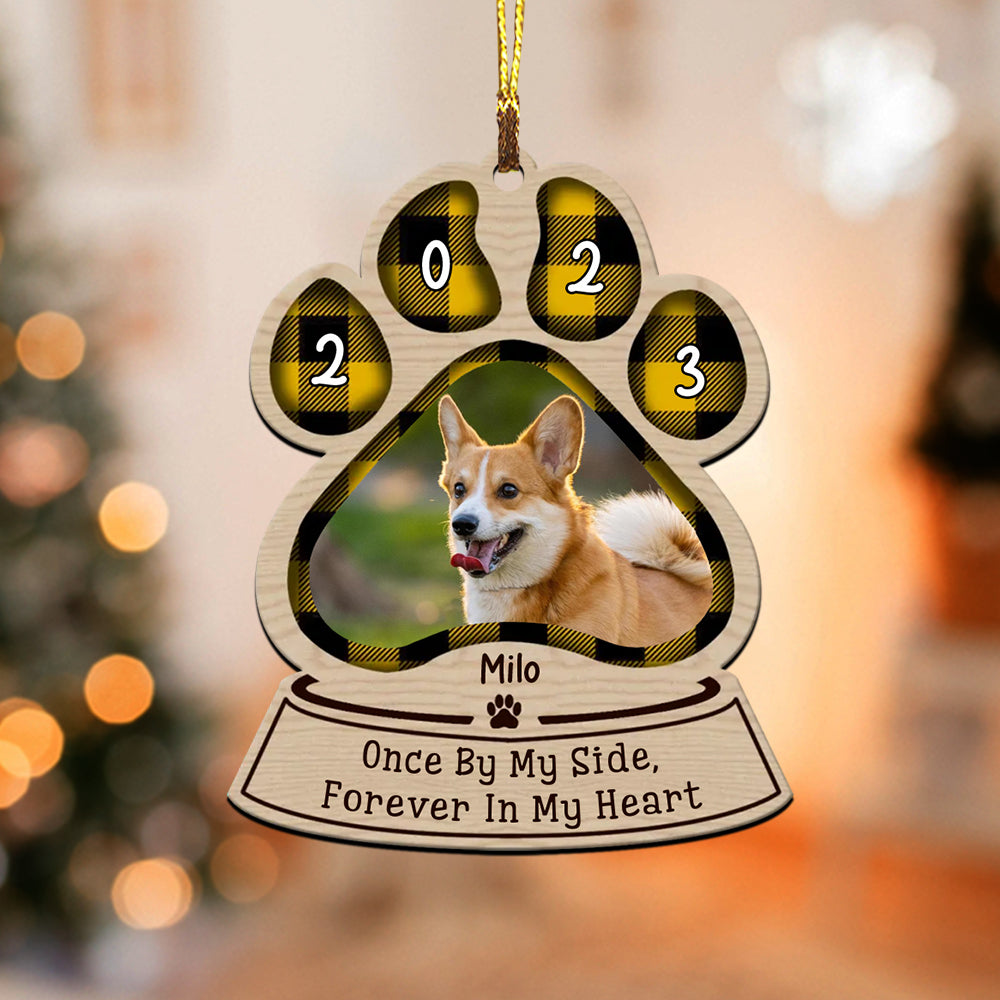 Blisscorners One By My Side Forever In My Heart, Custom Photo And Name - Personalized Custom Shaped Wooden Ornament - Christmas Gift2D Flat LM2111