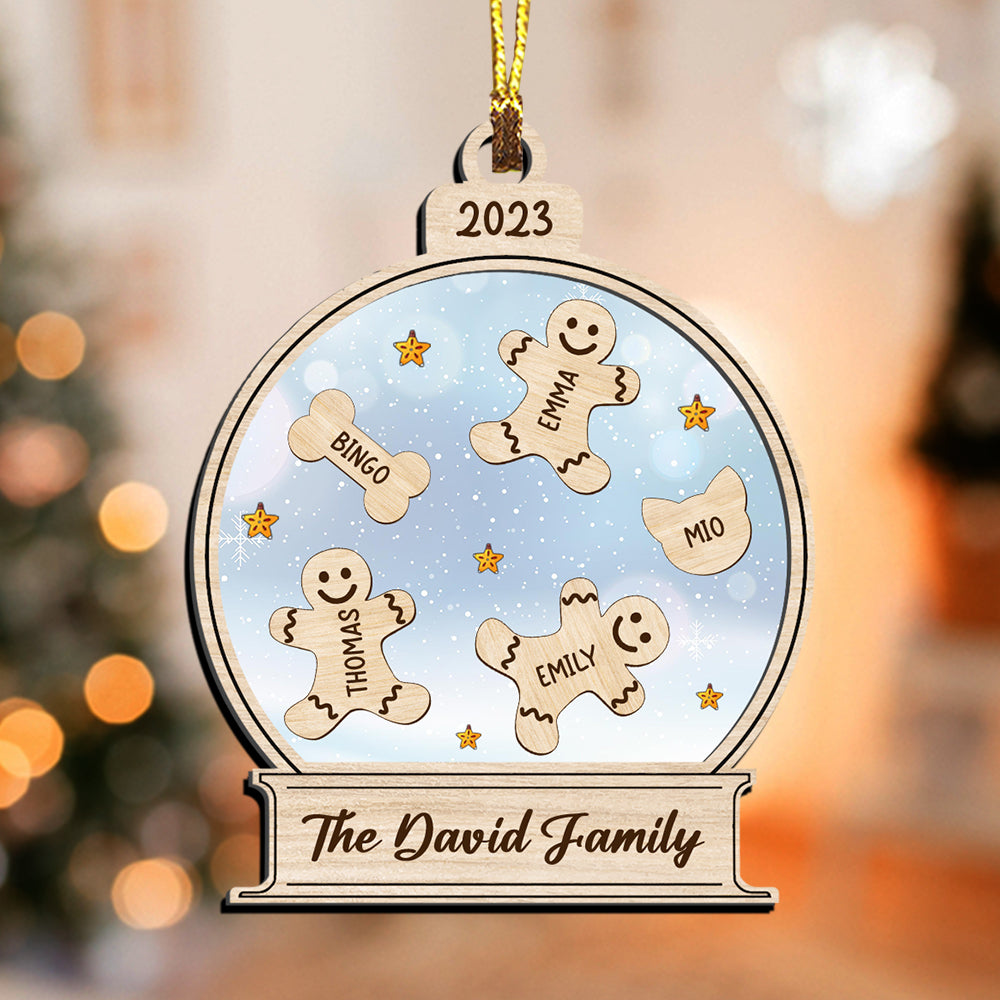 Blisscorners Family Human With Pet - Custom Icon And Name, Personalized Acrylic Ornament - Gift For Christmas, Family Gift2D Flat LM2111