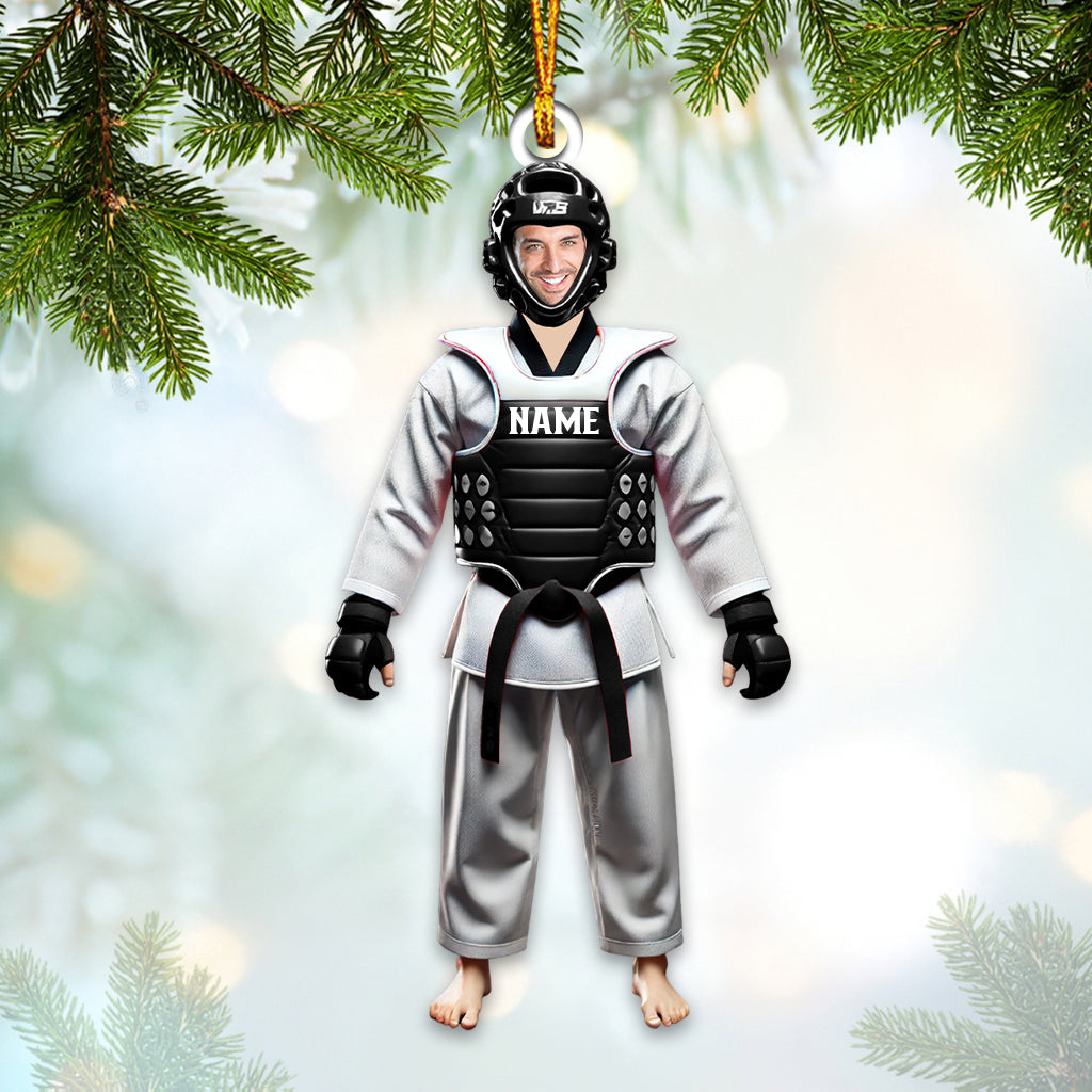 Blisscorners Custom Name and Face Taekwondo Ornament, Taekwondo Christmas Gift2D Flat LM2211
