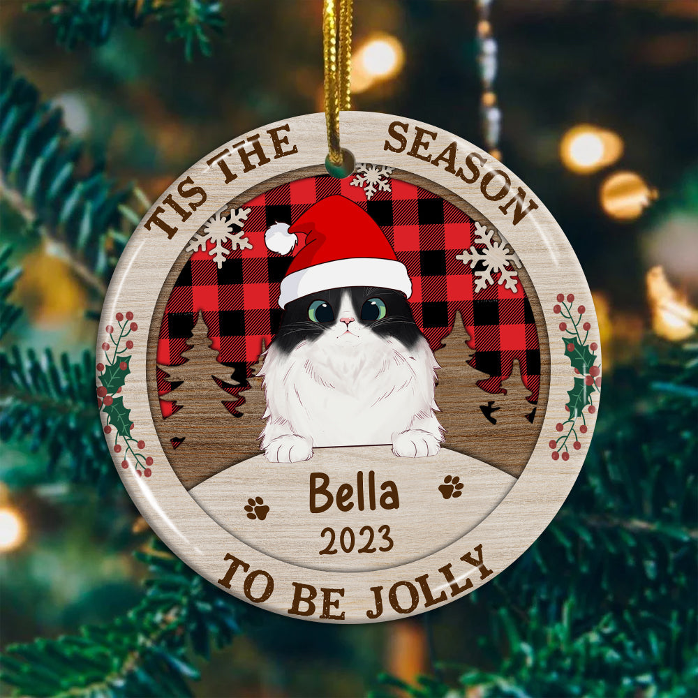 Blisscorners Tis The Season To Be Jolly - Personalized Christmas Ceramic Ornament - Gift For Pet Lover2D Flat LM2111