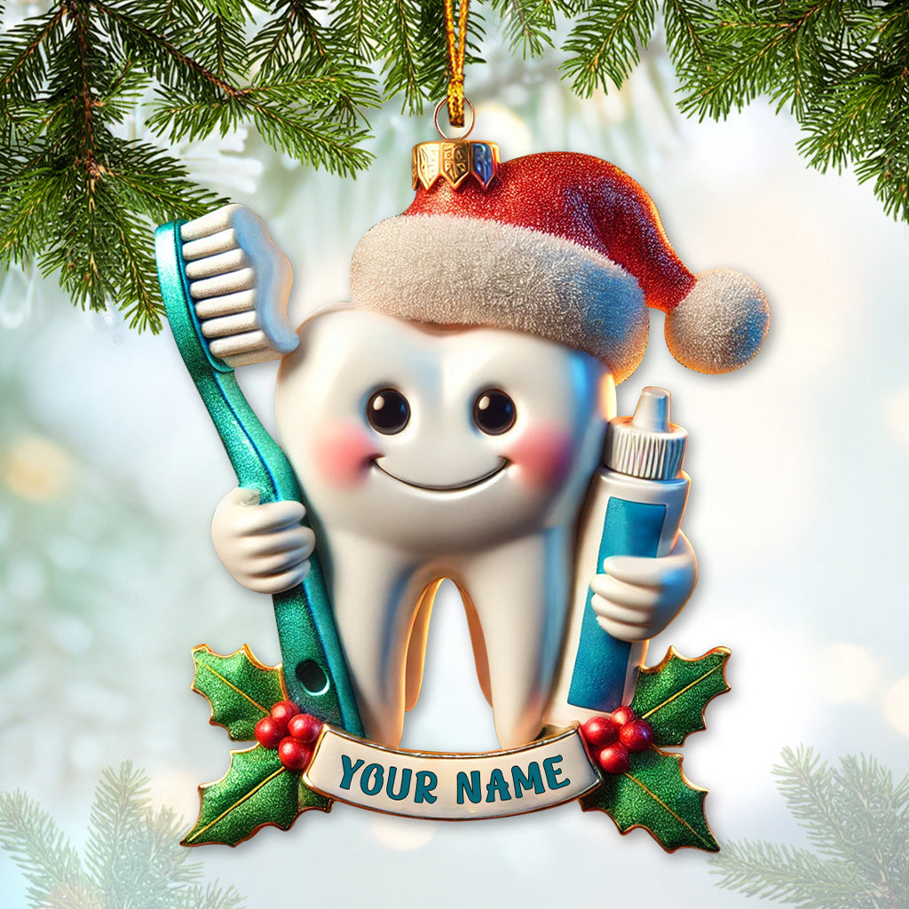 Blisscorners Custom Name Ornament, Dental Christmas2D Flat LM2211