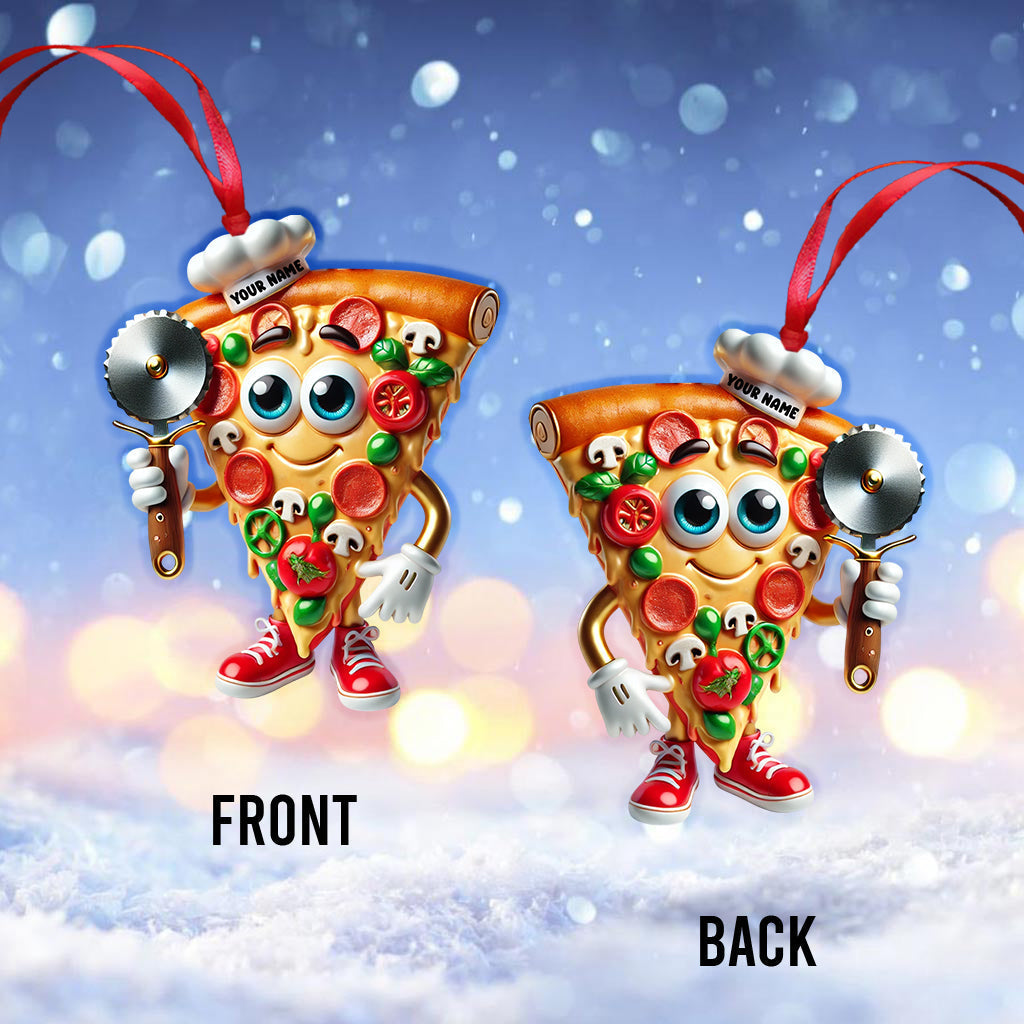 Blisscorners Santa Pizza Home Decor Christmas Ornament, Personalized Ornament2D Flat LM2211