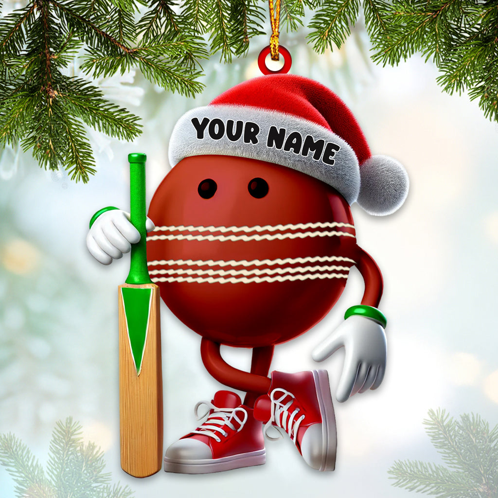 Blisscorners Cricket Ball Christmas Ornament, Personalized Ornament2D Flat LM2211