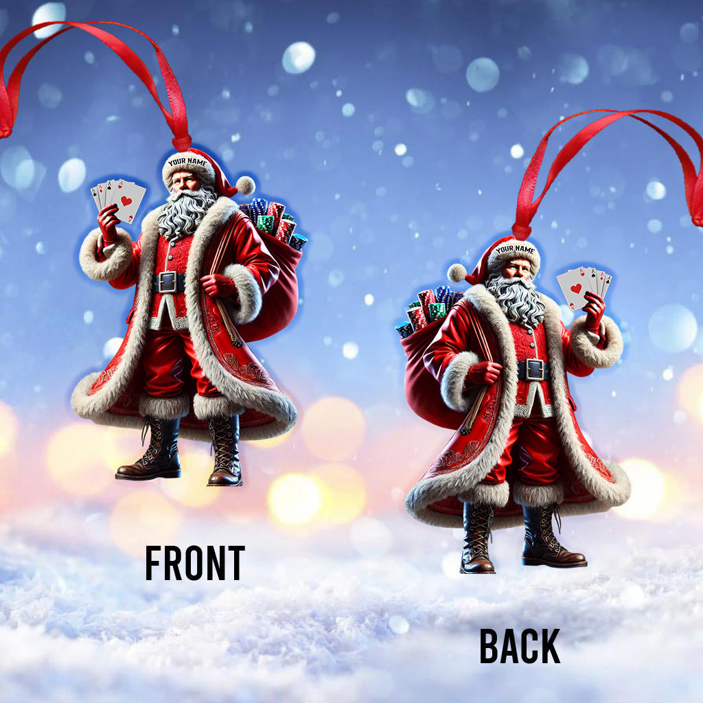 Blisscorners Santa Poker Christmas Home Decor Christmas Ornament, Personalized Ornament2D Flat LM2211