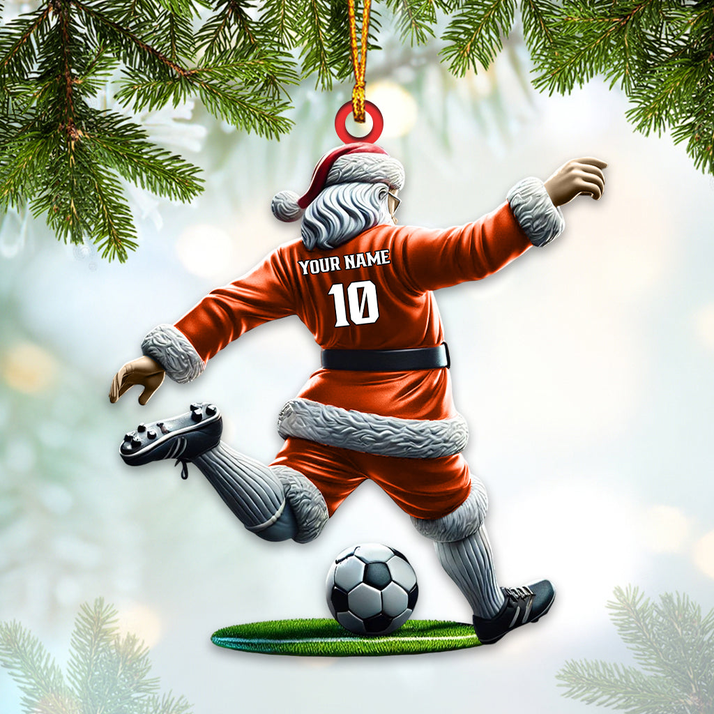 Blisscorners Custom Name Soccer Santa Ornament, Soccer Christmas Gift2D Flat LM2211
