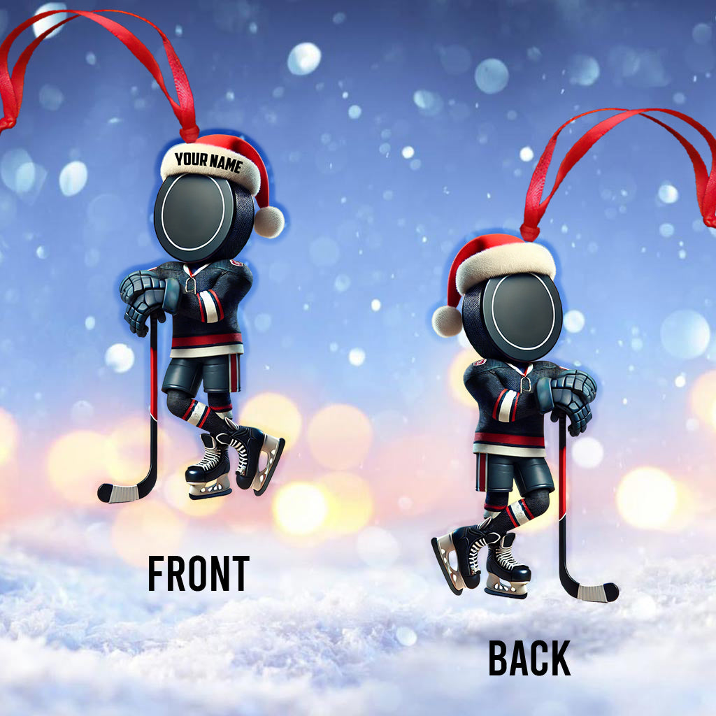 Blisscorners Custom Name Ice Hockey Ornament, Ice Hockey Christmas Giftss2D Flat LM2211