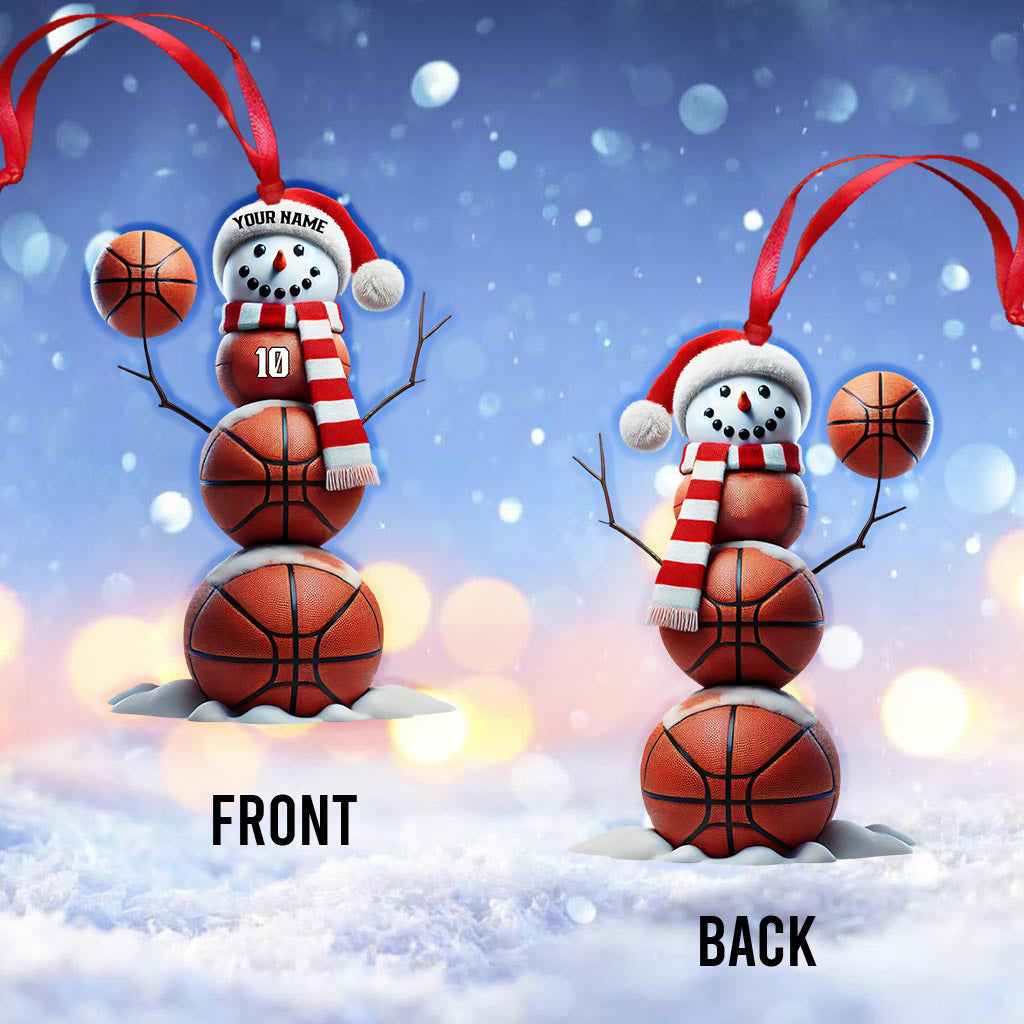 Blisscorners Basketball Snowman Christmas Ornament, Personalized Ornament2D Flat LM2211