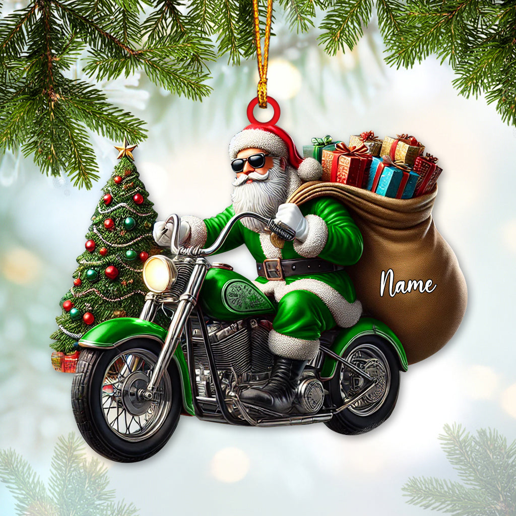 Blisscorners Custom Name Santa Bike Ornament, Santa Bike Christmas Gift2D Flat LM2111