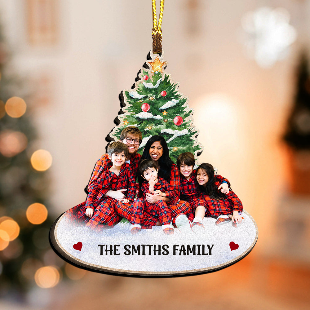 Blisscorners Christmas With Family, We Are Family - Custom Photo And Name, Personalized Acrylic Ornament - Gift For Christmas, Family Gift2D Flat LM2111