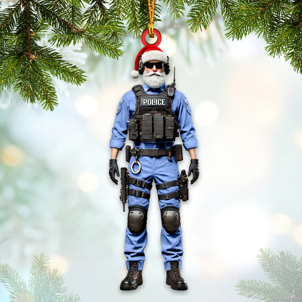 Blisscorners Custom Name Police Santa Ornament, Police Christmas Gift2D Flat LM2211