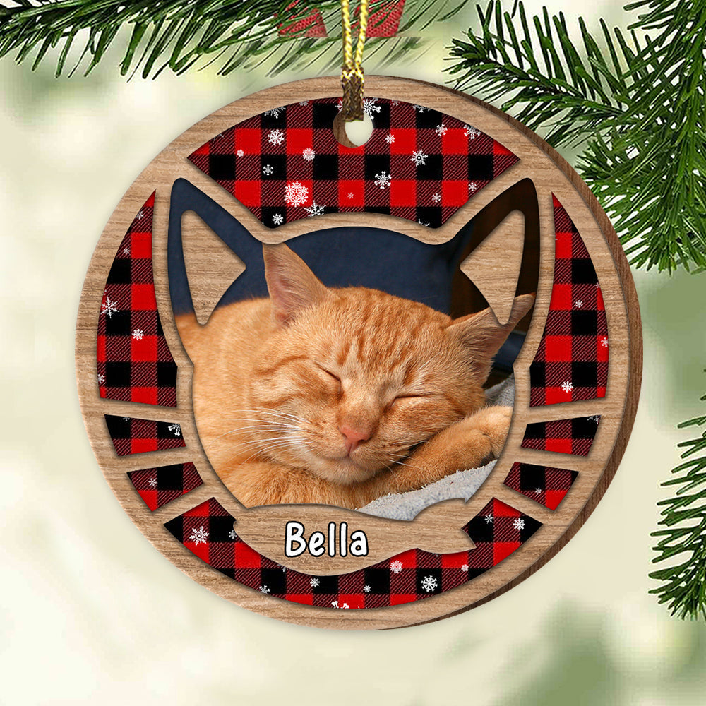 Blisscorners Merry Christmas - Personalized Photo Wooden Ornament - Gift For Pet Lover2D Flat LM2111