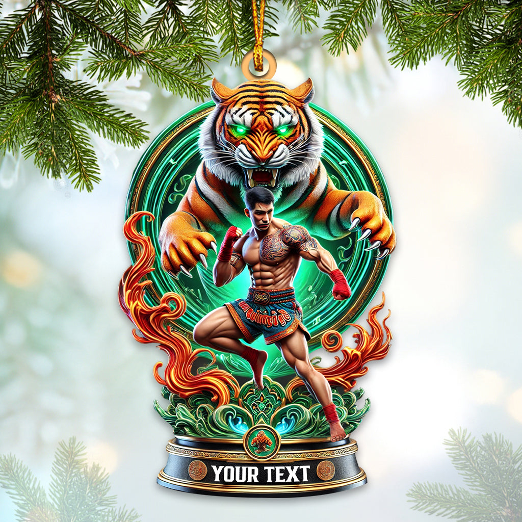 Blisscorners Custom Name Muay Thai Ornament, Muay Thai Santa Christmas Gift2D Flat LM2111