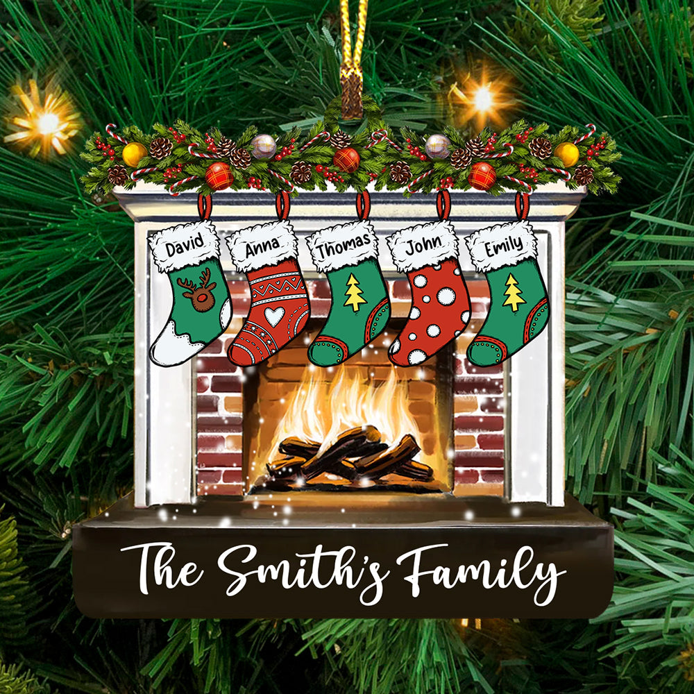 Blisscorners Merry Christmas, Family Christmas - Custom Text, Personalized Acrylic Ornament - Gift For Family2D Flat LM2111