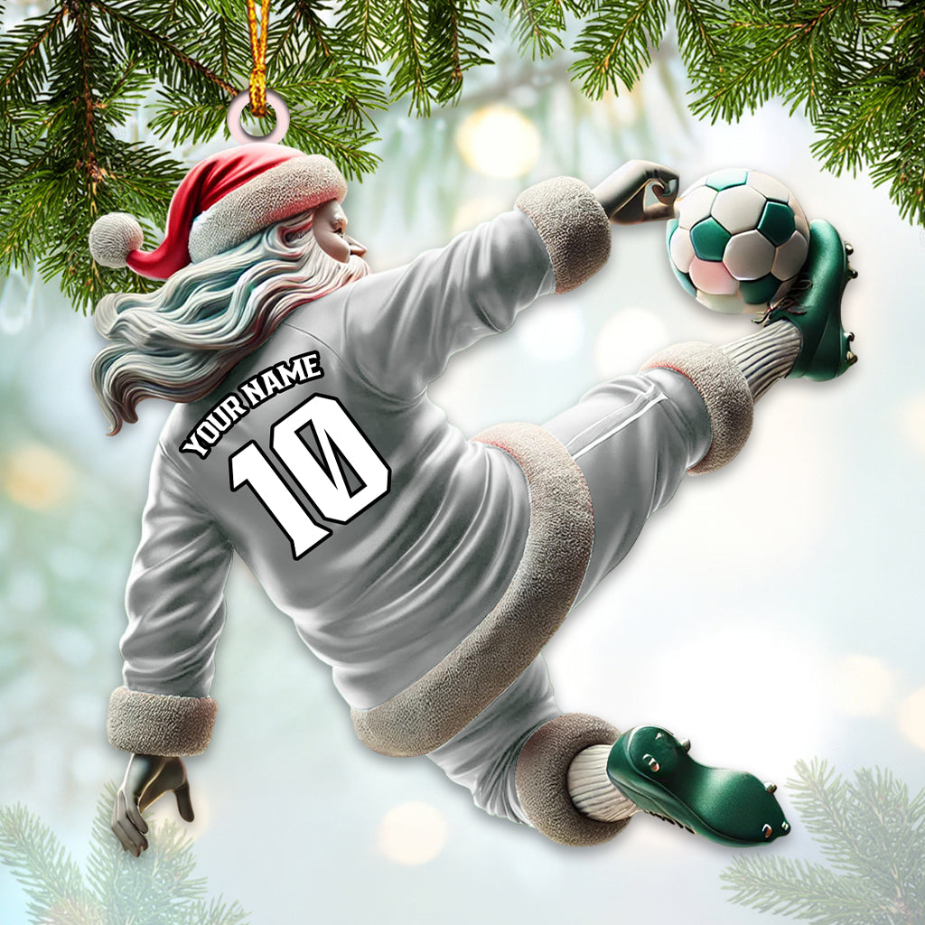 Blisscorners Custom Number Soccer Santa Ornament, Soccer Christmas Gift2D Flat LM2211