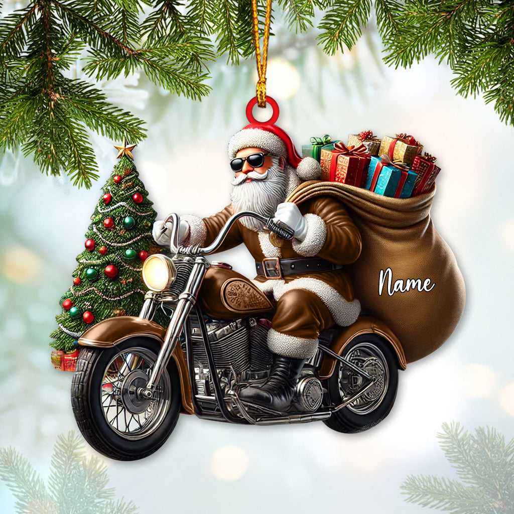 Blisscorners Custom Name Santa Bike Ornament, Santa Bike Christmas Gift2D Flat LM2111