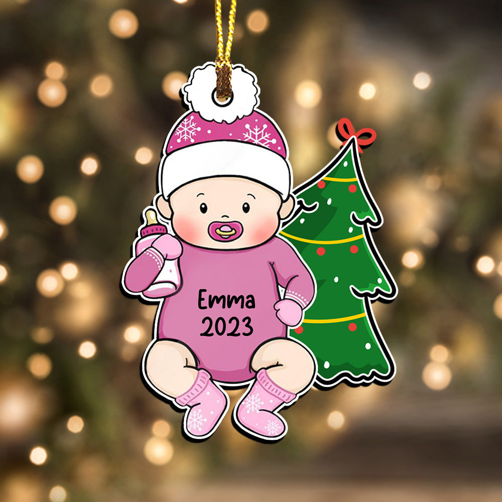 Blisscorners Xmas Baby - Custom Name, Personalized Acrylic Ornament - Gift For Christmas, Family Gift2D Flat LM2111