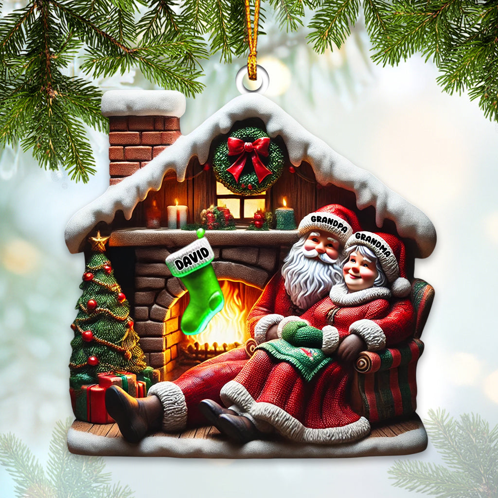Blisscorners Custom Name Santa Couple and Kids Christmas Ornament, Family Christmas Gift2D Flat LM2111