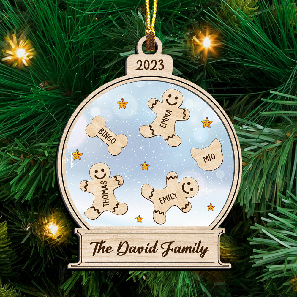 Blisscorners Family Human With Pet - Custom Icon And Name, Personalized Acrylic Ornament - Gift For Christmas, Family Gift2D Flat LM2111