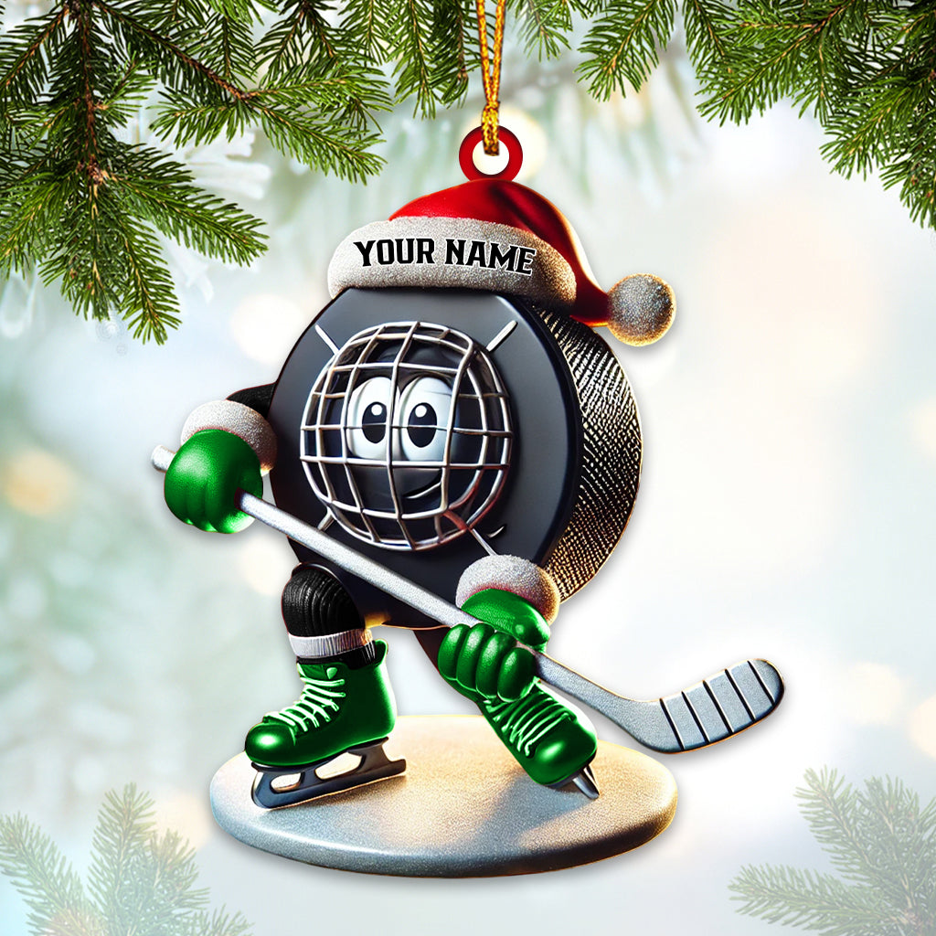 Blisscorners Custom Name Ice Hockey Ornament, Ice Hockey Christmas Gift2D Flat LM2211