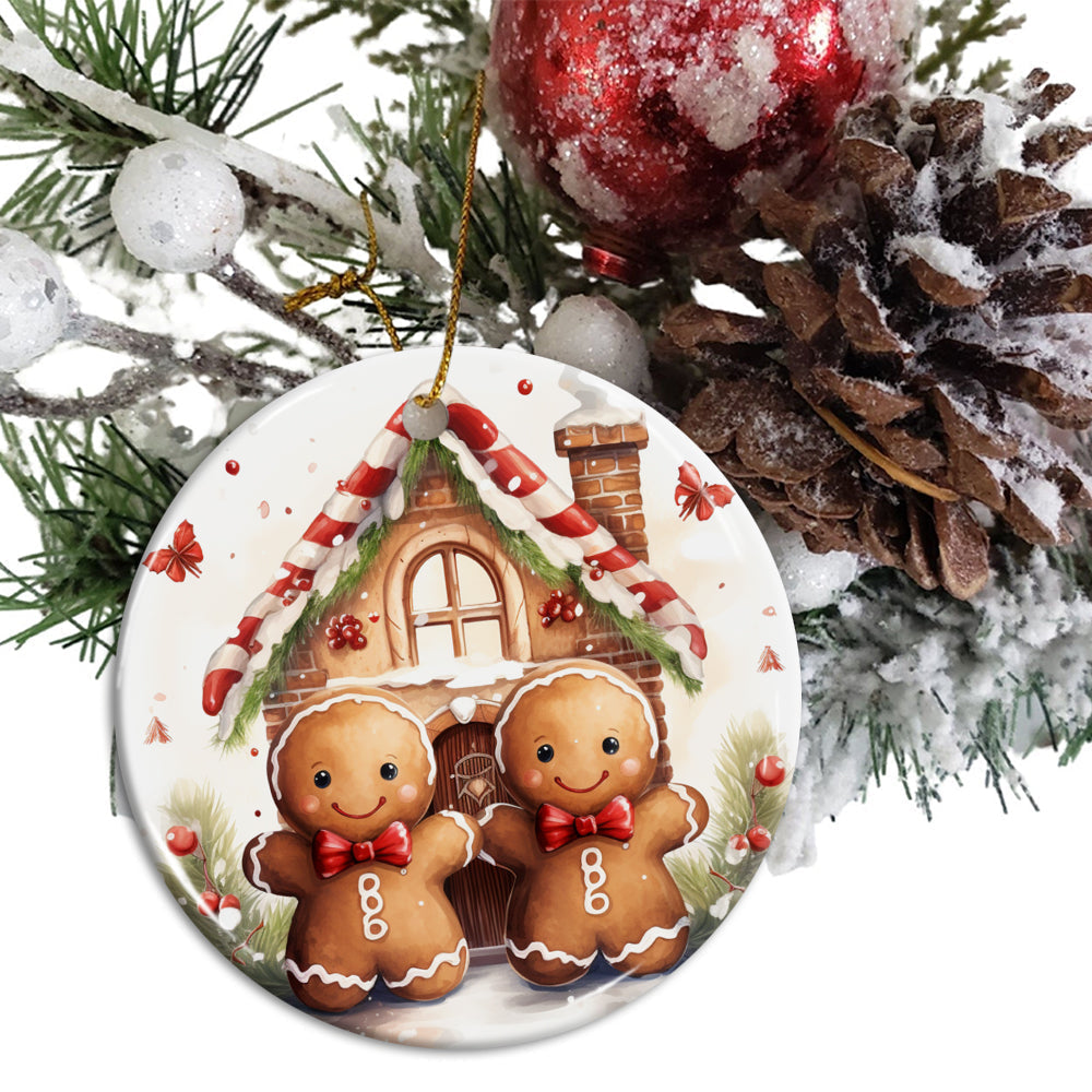 Blisscorners Personalized Xmas Background Ceramic Ornament - Gift For Christmas, Family Gift2D Flat LM2111