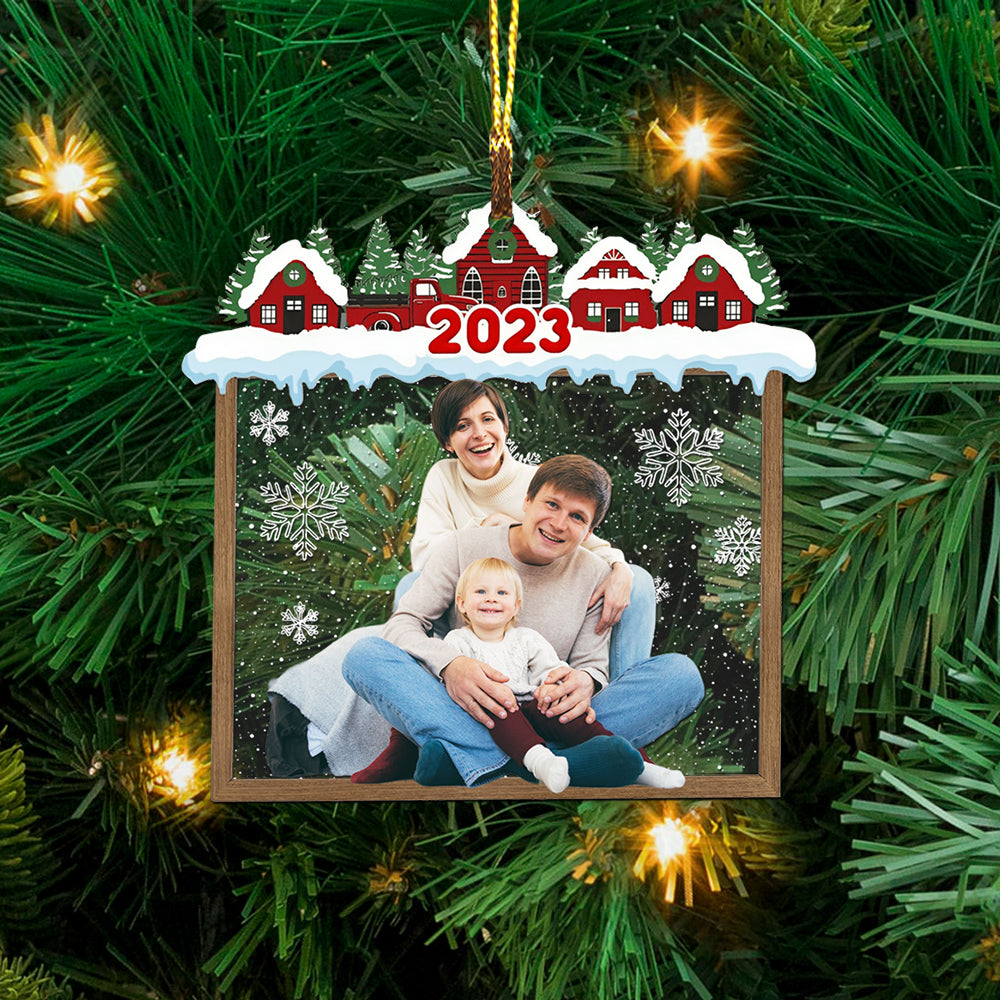 Blisscorners Christmas House Family - Custom Photo Christmas Gift - Personalized Acrylic Ornament2D Flat LM2111