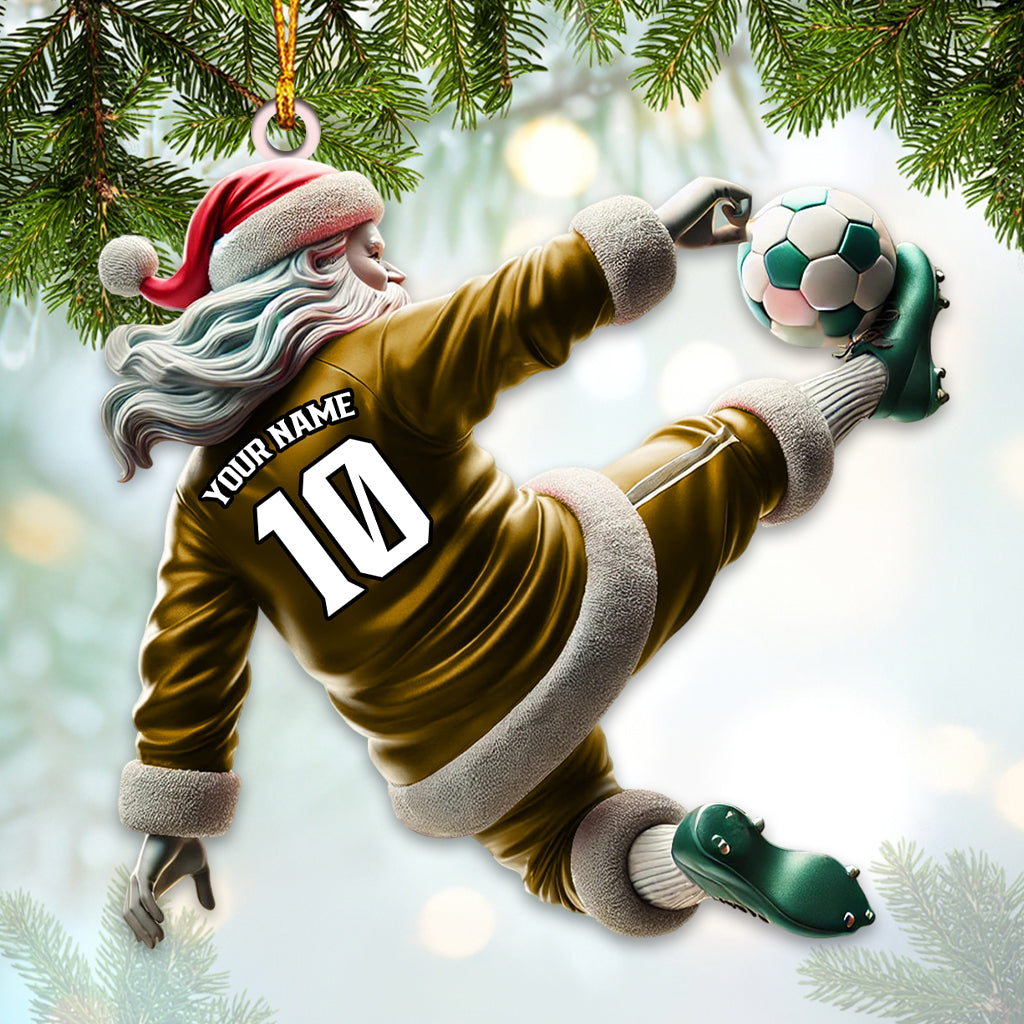 Blisscorners Custom Number Soccer Santa Ornament, Soccer Christmas Gift2D Flat LM2211