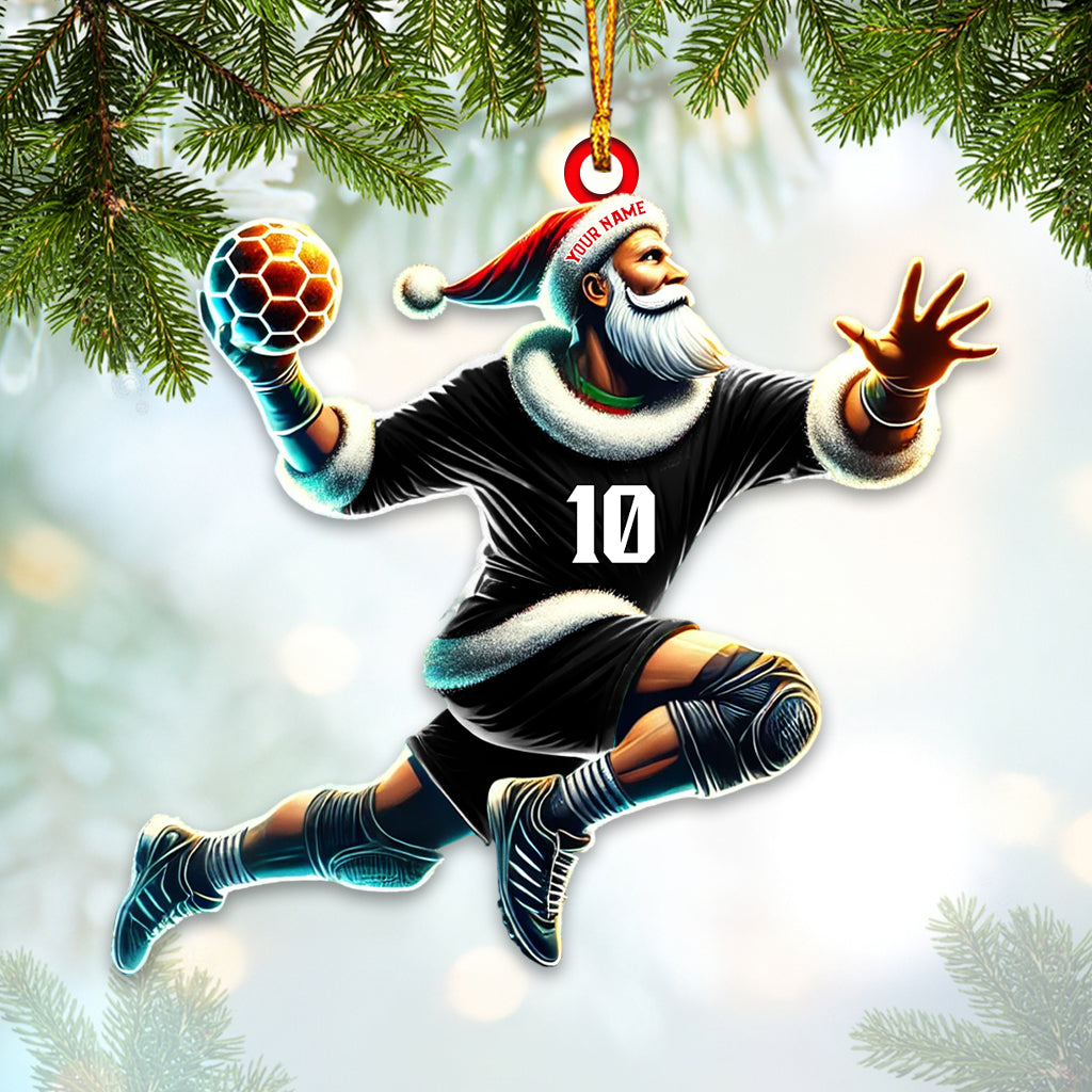 Blisscorners Custom Number Handball Santa Ornament, Christmas Gift for Handball Lover2D Flat LM2211