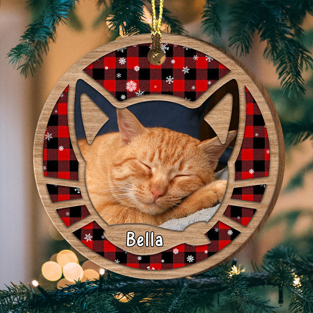Blisscorners Merry Christmas - Personalized Photo Wooden Ornament - Gift For Pet Lover2D Flat LM2111