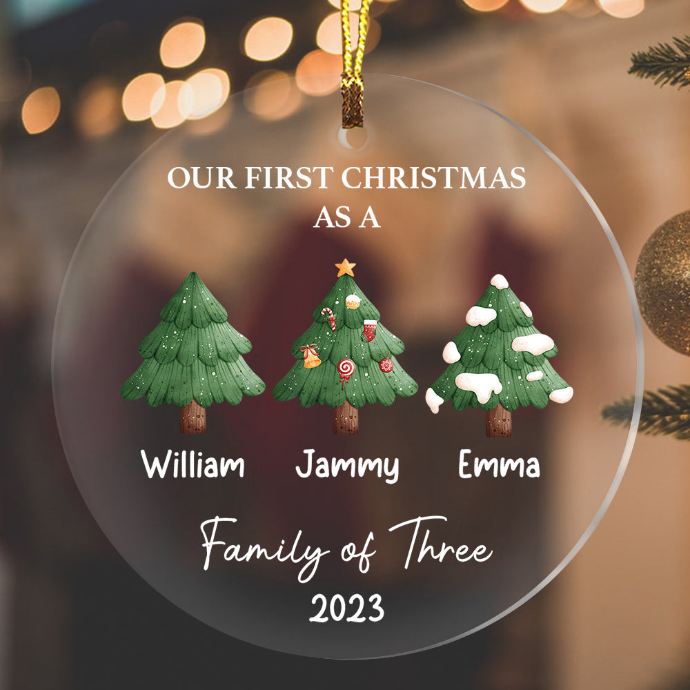 Blisscorners Merry Christmas As A Family, Xmas Tree- Personalized Acrylic Ornament, Christmas Gift For Family2D Flat LM2111