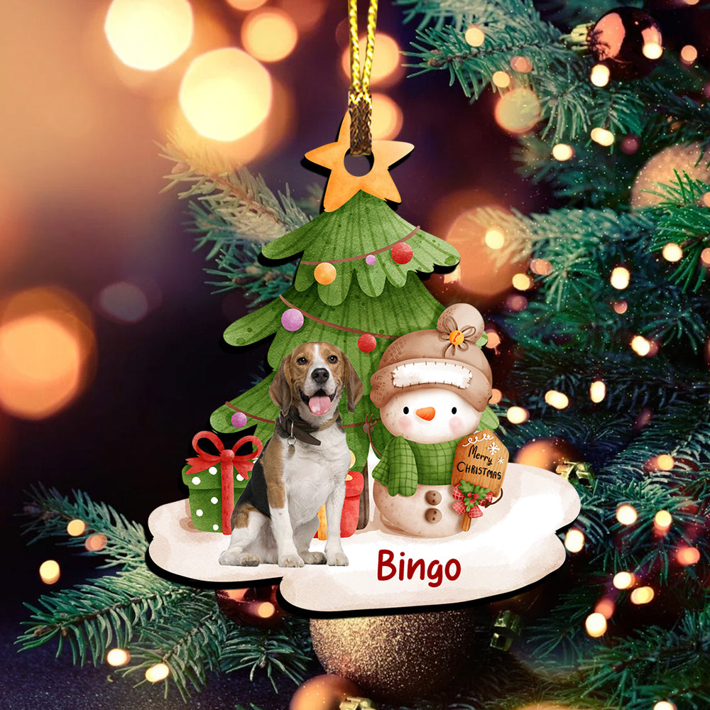 Blisscorners Christmas Tree And Pet - Personalized Photo Custom Shaped Wooden Ornament - Gift For Pet Lover, Christmas Gift2D Flat LM2111