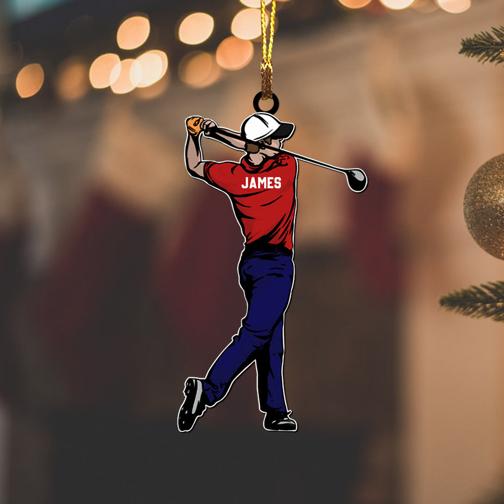 Blisscorners Christmas Golfer - Christmas Gift For Family, Custom Name - Personalized Acrylic Ornament2D Flat LM2111