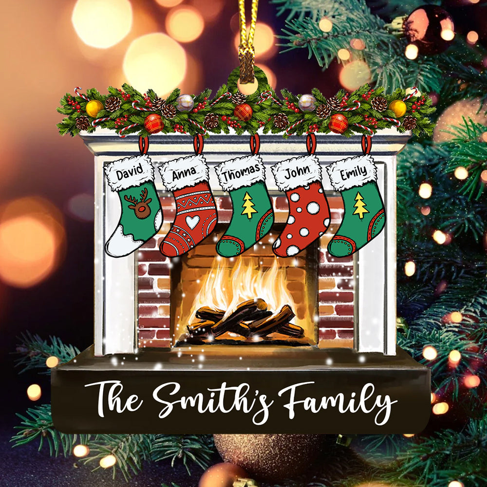 Blisscorners Merry Christmas, Family Christmas - Custom Text, Personalized Acrylic Ornament - Gift For Family2D Flat LM2111