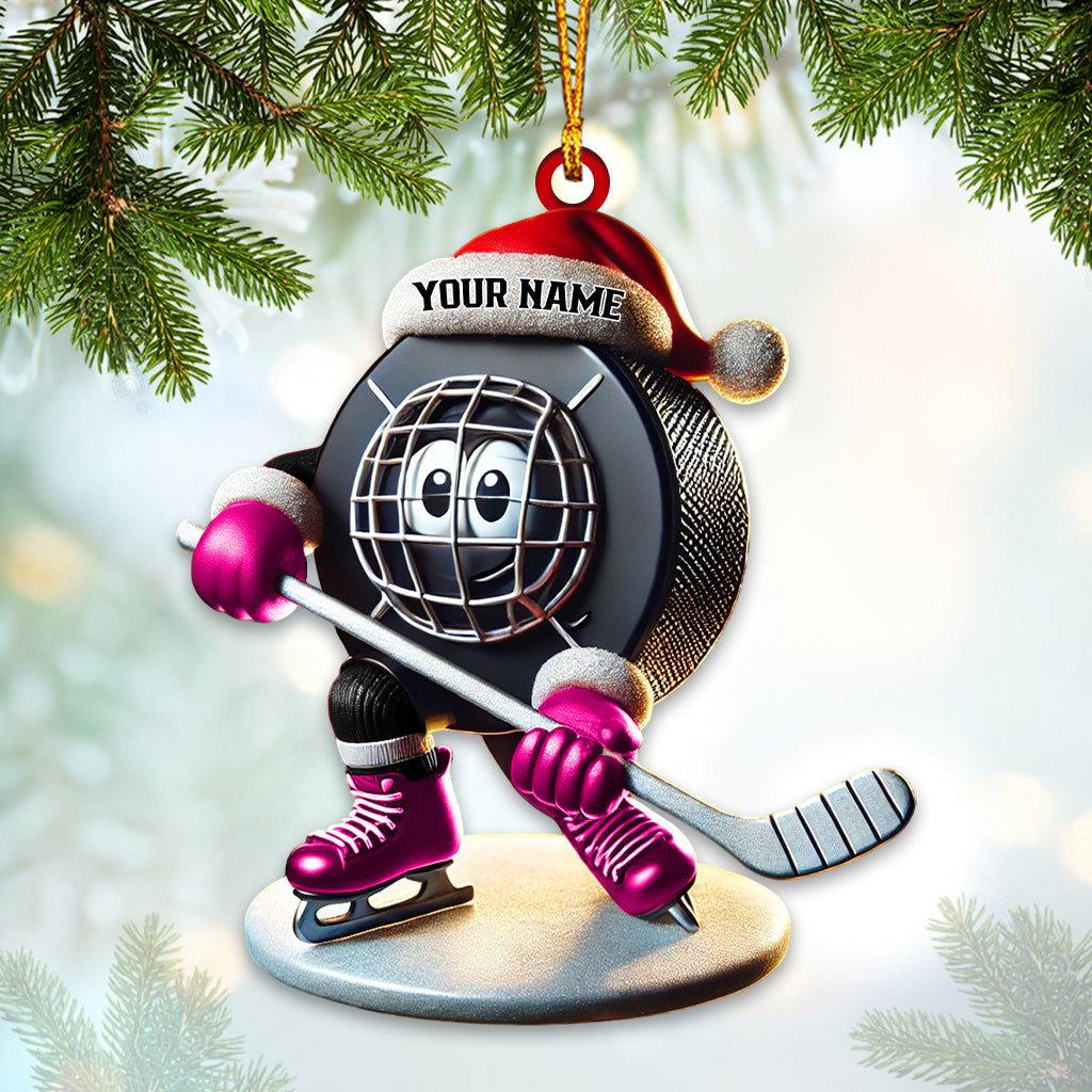 Blisscorners Custom Name Ice Hockey Ornament, Ice Hockey Christmas Gift2D Flat LM2211