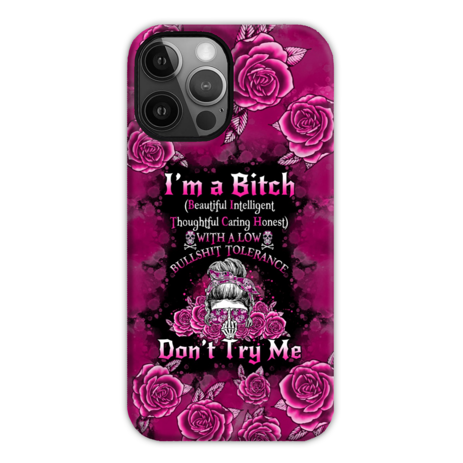 BLISSCORNERS I'M A B DON'T TRY ME ROSE MESSY BUN BLACK HIGH TOP CANVAS SHOES