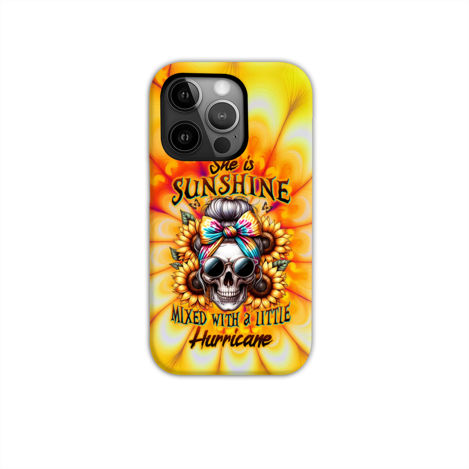 BLISSCORNERS SHE IS SUNSHINE SKULL TIE DYE PHONE CASE