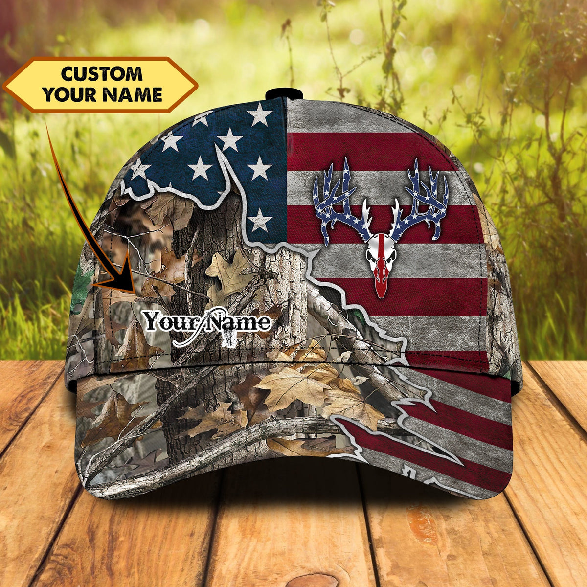 Blisscorners Deer Hunting America Classic Personalized Cap
