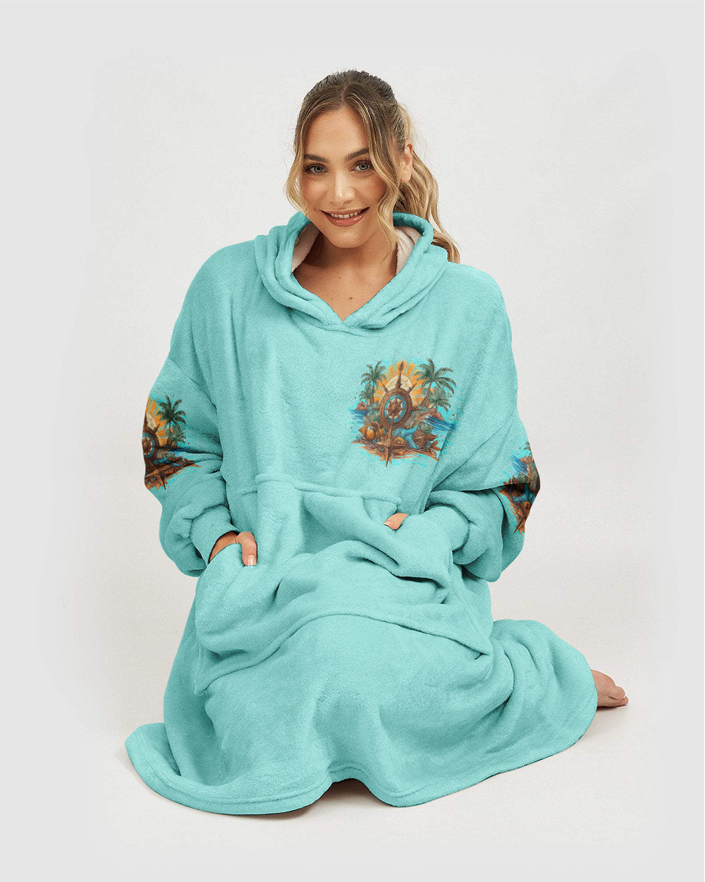 BLISSCORNERS SMELL THE SEA FEEL THE BREEZE SHERPA BLANKET HOODIE