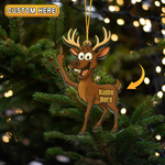Blisscorners Funny Deer Personalized Name Reindeer Butt Pose Ornament And Keychain Custom Gift For Hunters 2D Flat