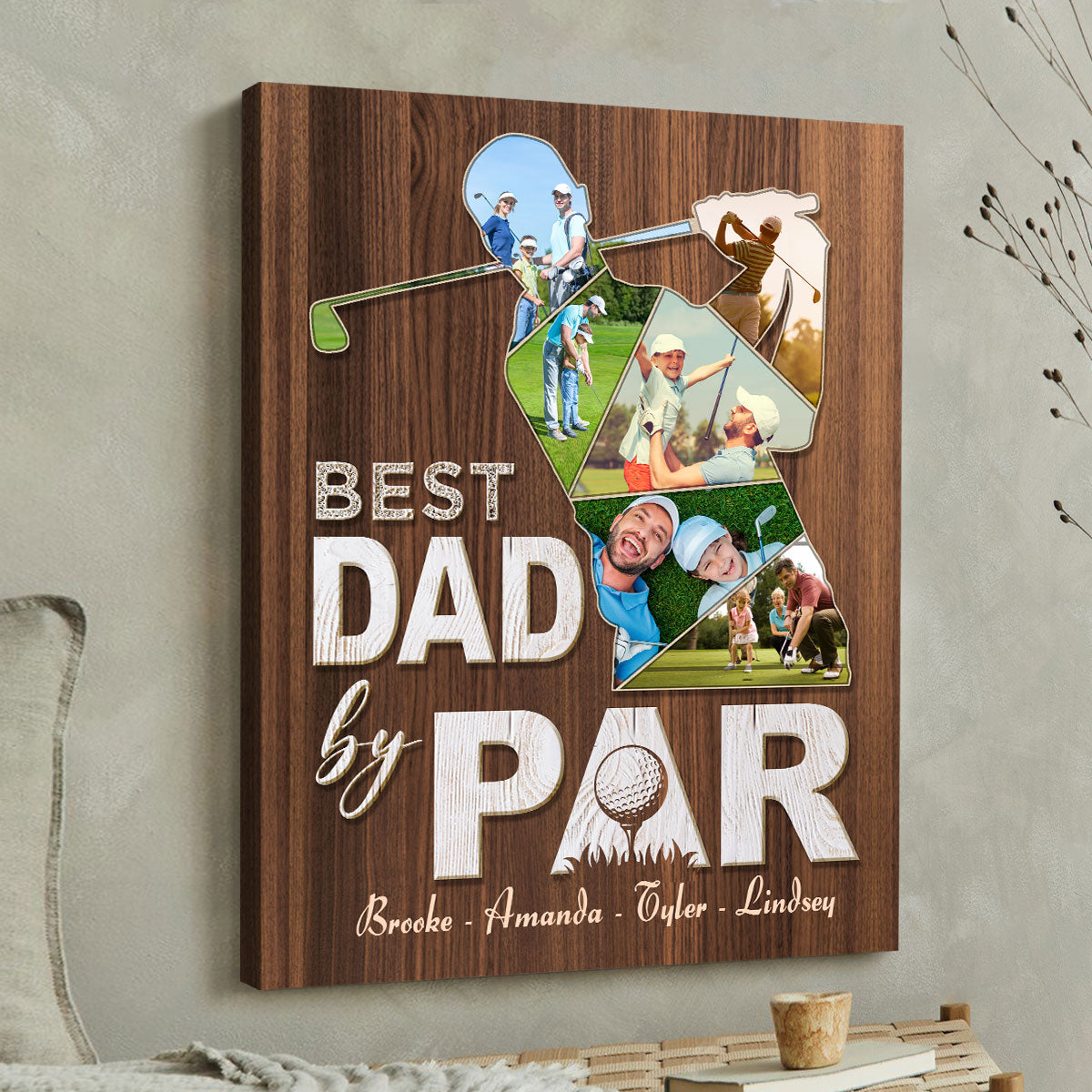 Blisscorners Best Dad By Par Custom Photo Canvas, Golf Wall Art, Christmas Golf Gift LM2611