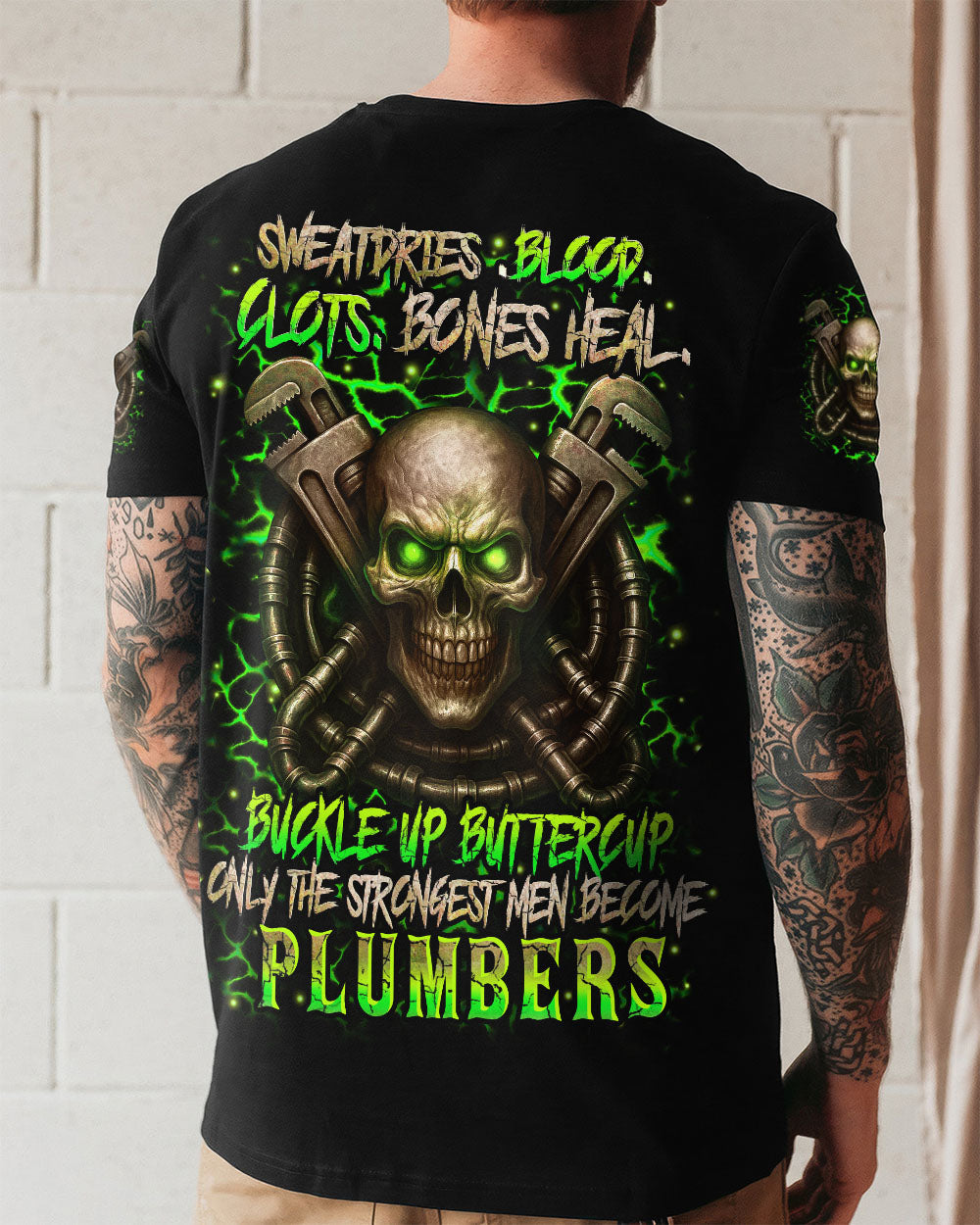 BLISSCORNERS ALWAYS BE NICE TO PLUMBERS SKULL ALL OVER PRINT