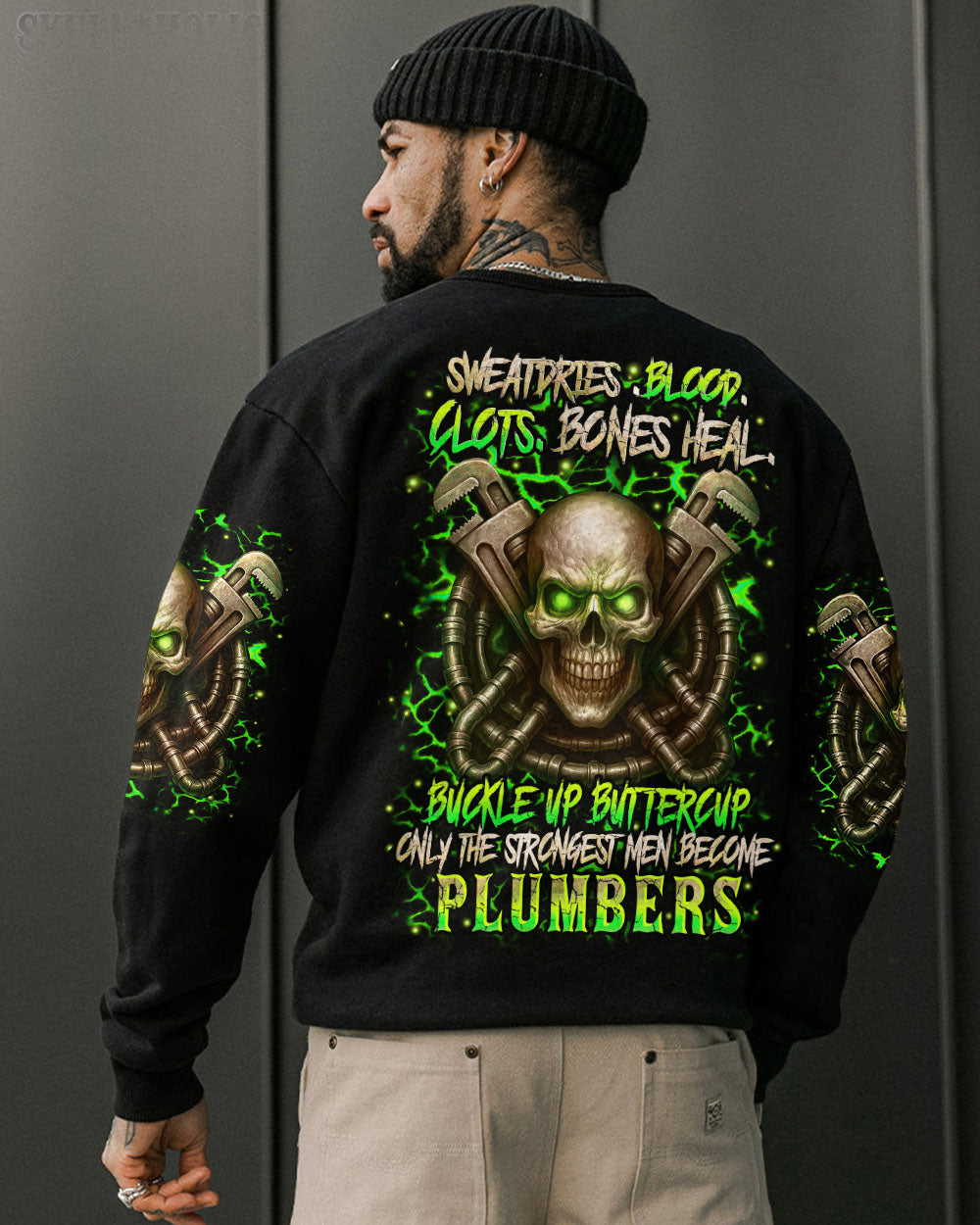 BLISSCORNERS ALWAYS BE NICE TO PLUMBERS SKULL ALL OVER PRINT