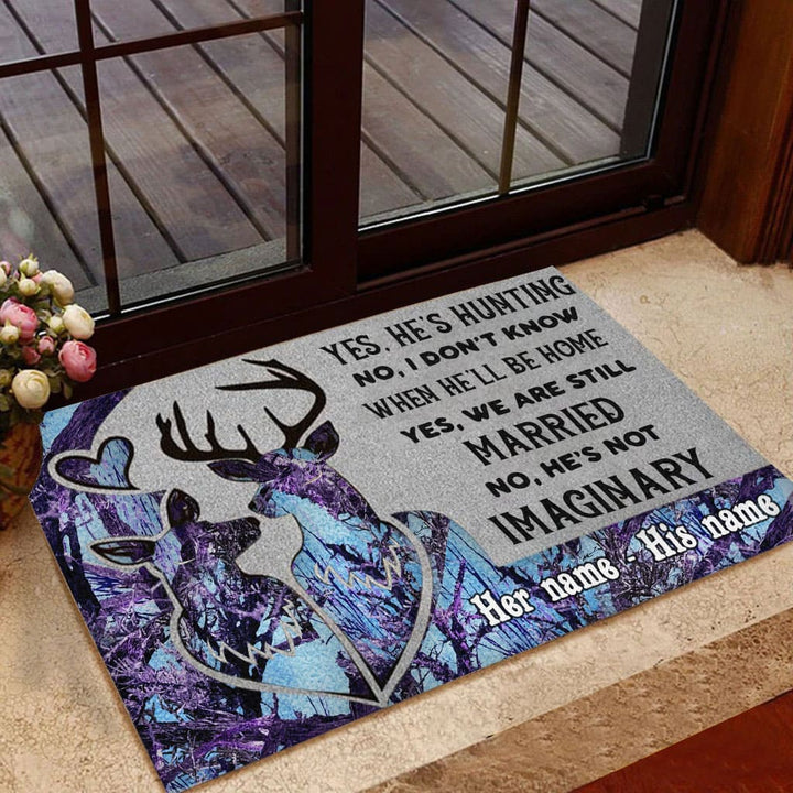 Blisscorners Loralle My Husband Is A Hunter Hunting Door Mat 3D Personalized - Purple
