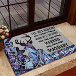 Blisscorners Loralle My Husband Is A Hunter Hunting Door Mat 3D Personalized - Purple