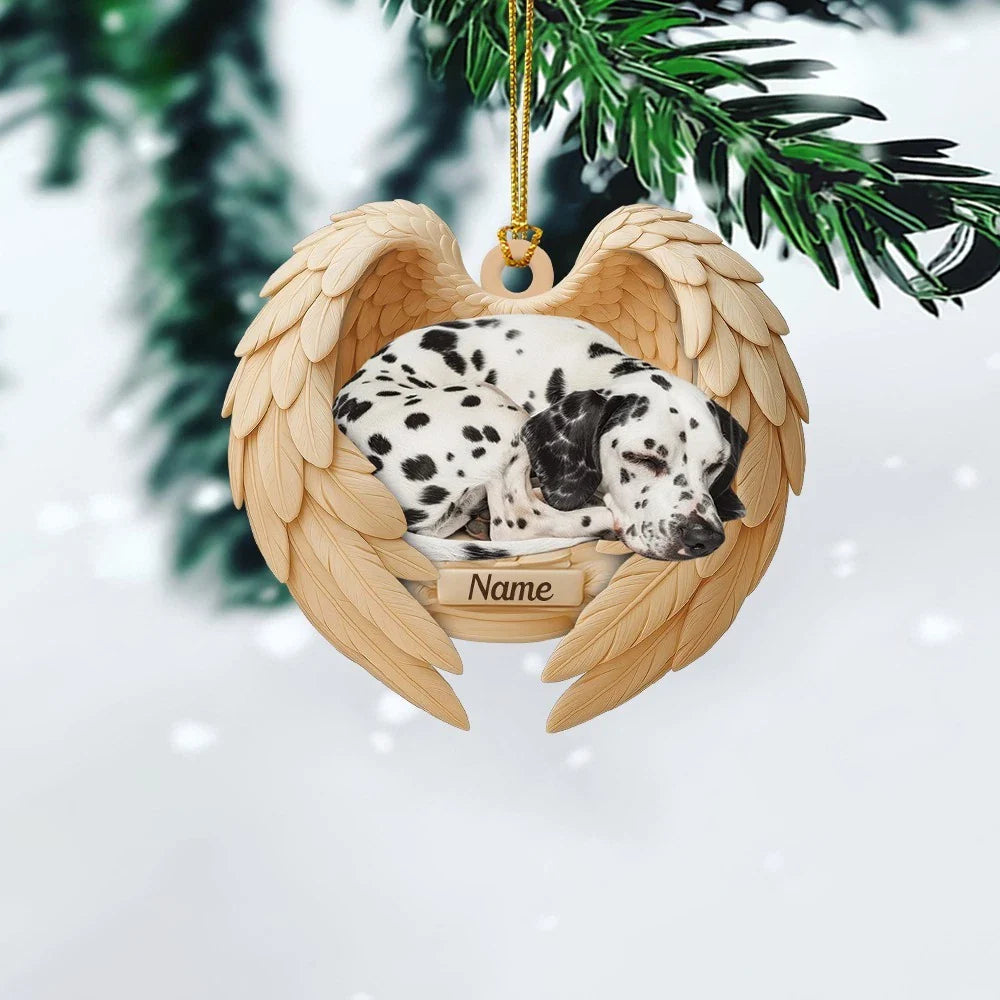 Blisscorners Personalized Sleeping Dalmatian Dog Christmas Ornament, Dog Angel Wings662D Flat LM2511